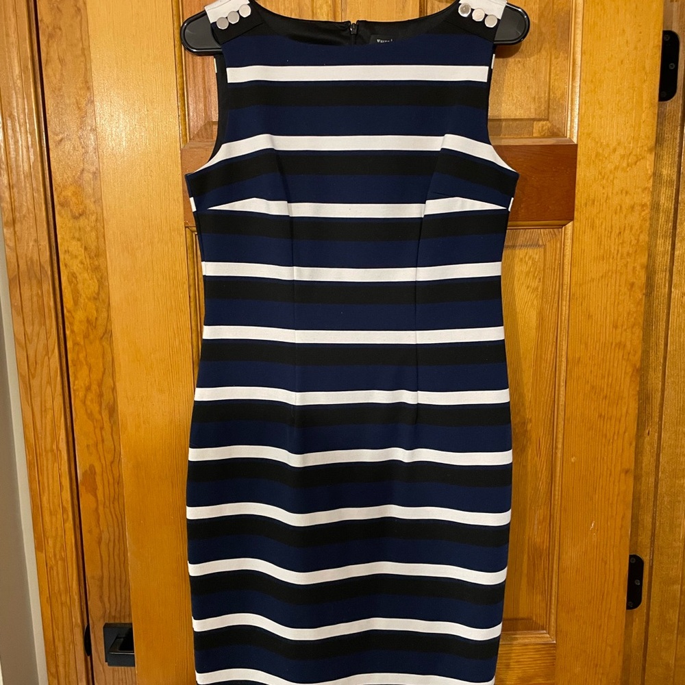 White House Black Market Blue and White striped Sheath Dress
